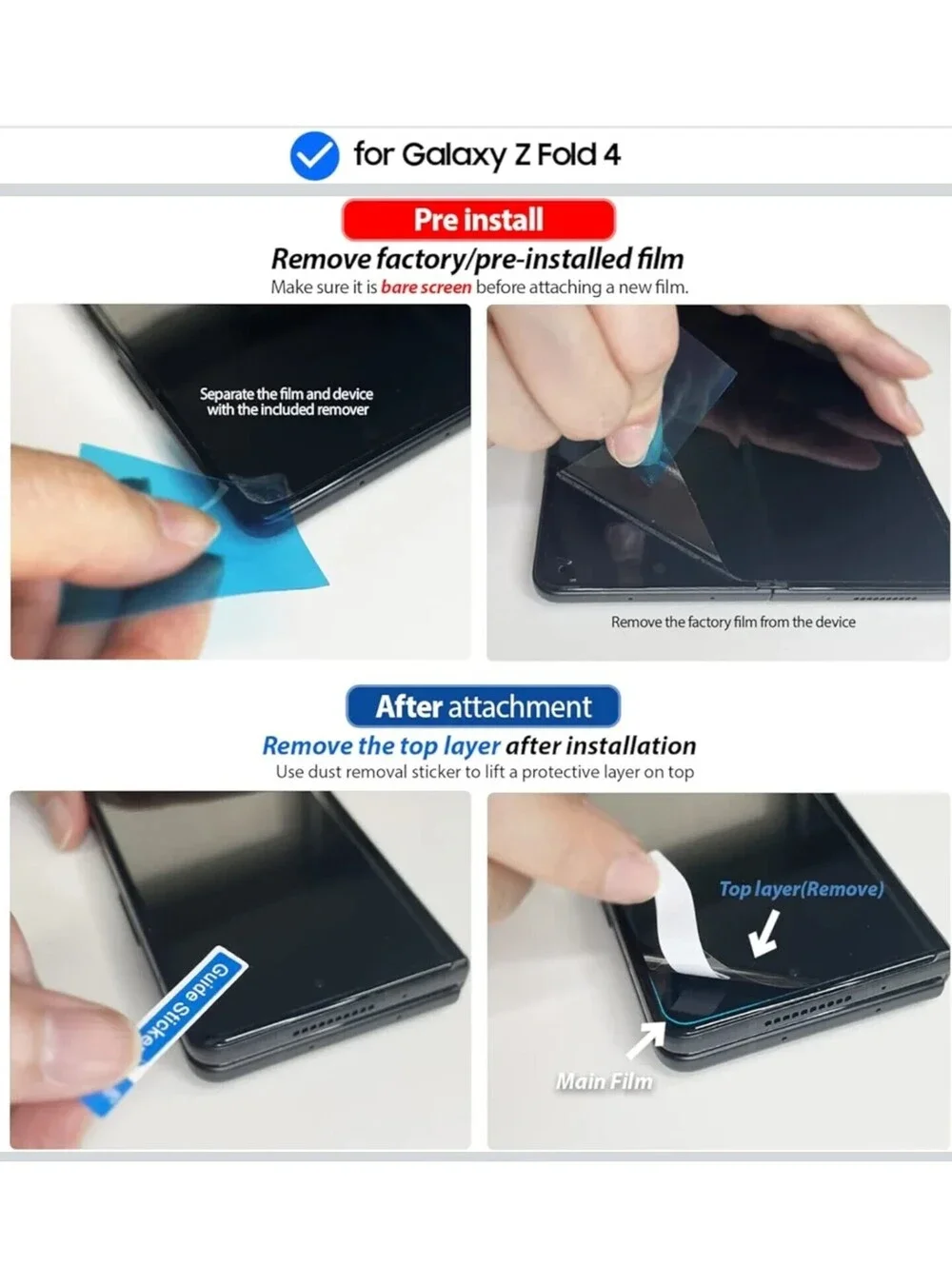Whitestone GEN Film Screen Protector for Galaxy Z Fold 4 HD Clear Scratch Res...